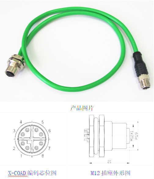 M12千兆網接頭電纜線轉RJ45公頭